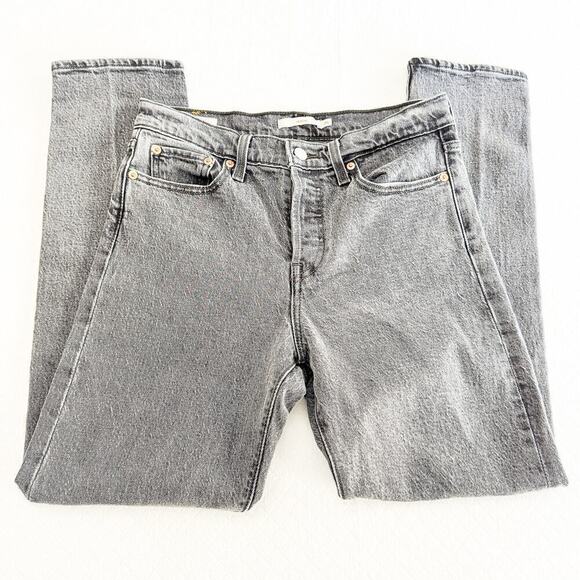 Levi's Wedgie Gray Wash Button Fly Charcoal Denim Straight Leg Jeans Size 26 - Picture 4 of 9